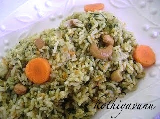 Spinach Rice Recipe | Spinach Pulao Recipe | Palak Pulao Recipe – Microwave Version