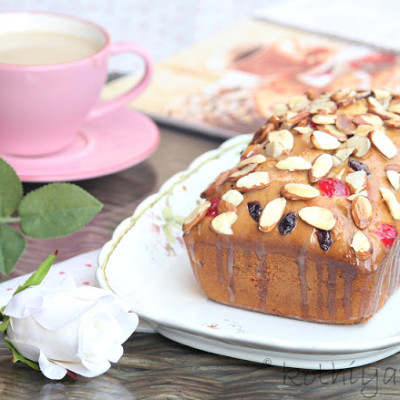 Cherry Cranberry Eggnog Tea Bread with Eggnog Glaze & Wish You all a Merry Christmas!
