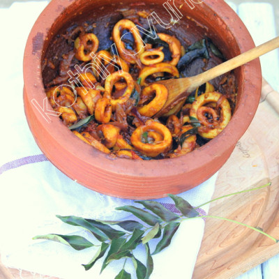 Kerala Spicy Squid Roast-Nadan Koonthal-Kanava Roast Recipe
