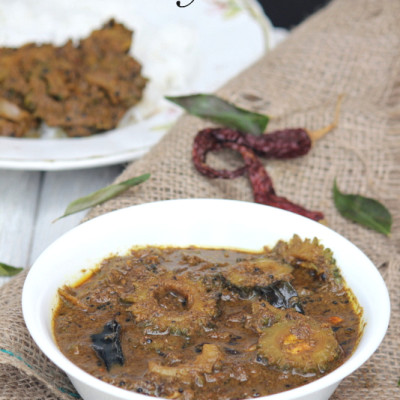 Pavakka Theeyal Recipe – Kaippakka Theeyal Recipe | Bitter Gourd in a Roasted Coconut Tangy Gravy