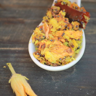 Mathappoo Thoran Recipe-Pumpkin Blossom Stir Fry Recipe