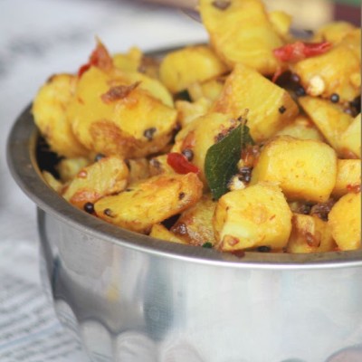 Koorka Mezhukkupuratti Recipe – Stir-fried Chinese Potatoes Recipe