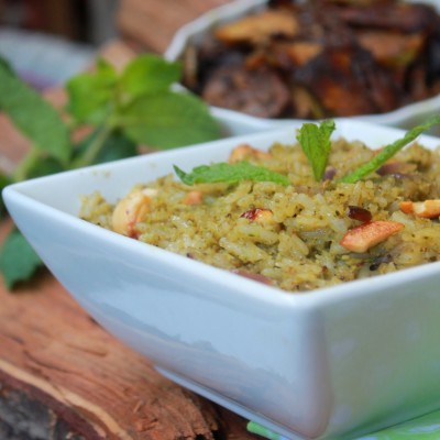 Mint Rice Recipe – Pudina Rice Recipe – Mint Pulao Recipe
