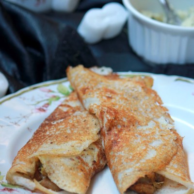 Kappa Konju-Chemmeen Masala Dosa-Kerala Tapioca Shrimp Masala Dosa