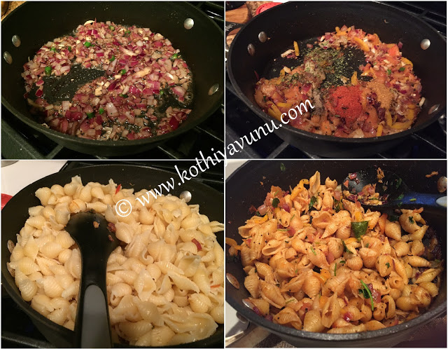 Indian style pasta steps