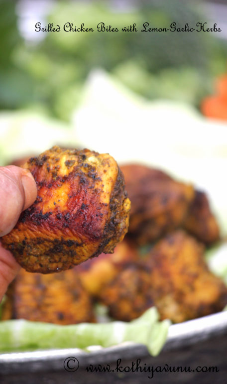 Lemon Garlic Herbs Grilled Chicken Bites |kothiyavunu.com