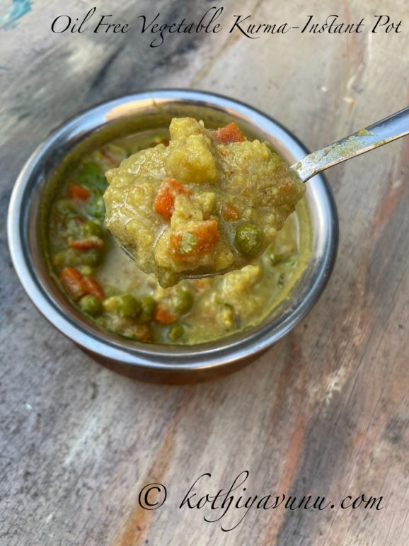 Oil Free Vegetable Kurma- Instant Pot |kothiyavunu.com